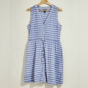 Gap Nautical Striped Dress Tie-waist Size 4 Blue White Preppy Coastal Casual